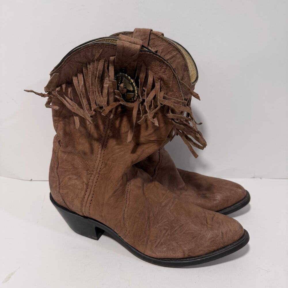 Durango Women's Fringe Wester Boots Leather Brown 8.5 Pointed Toe